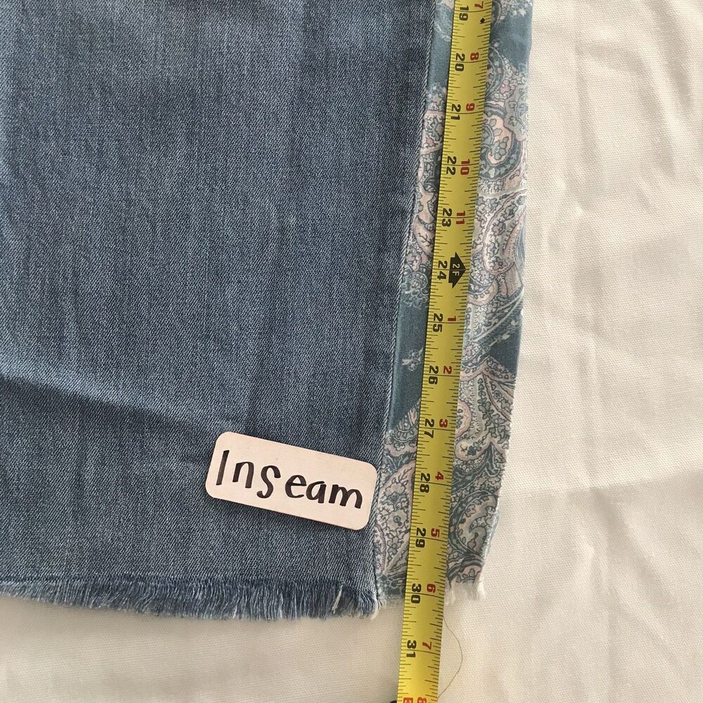 Lucky Brand Blue Wide Leg Jeans Low Rise Frayed Paisley Denim Women's 26 - Picture 8 of 9